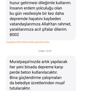 Antalya Muratpaşa Belediyesi İzinsiz Mesaj Alımı