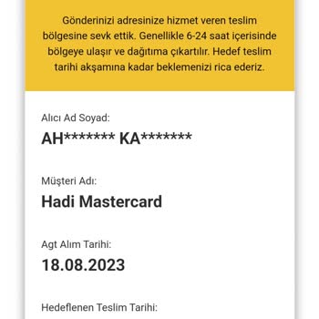 AGT Kurye (aynigunteslim.com) Kargom Geç Gelmesi Nedeniyle Şikayetçiyim