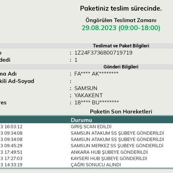 UPS Türkiye Paketimi Getirir Misiniz Lütfen