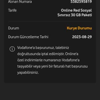 Vodafone A Hat Taşımada Kuryeden Kaynaklı Kusurun Bana Mal Edilmesi