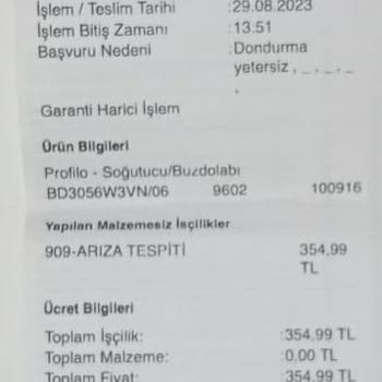 Profilo Servis Hizmeti Verilmemesi