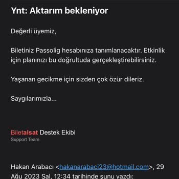 Biletalsat.com Bilet Aktarımı Gerçekleşmedi