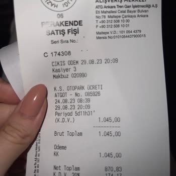 TCDD Atg Tren Garı Otopark Fazla Para Alması