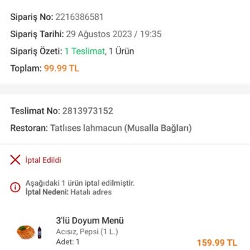 Trendyol Yemek Sipariş Deneyimi