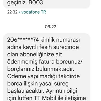 TT Mobil Borcum Olmamasına Rağmen Borcunuz Var Diye Mesaj Atıyor