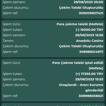 Anadolu Casino Para Çekme İşlemiyle İlgili Sorun