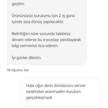 Uğur Soğutma Ürün Kurulumu Yapılmaması