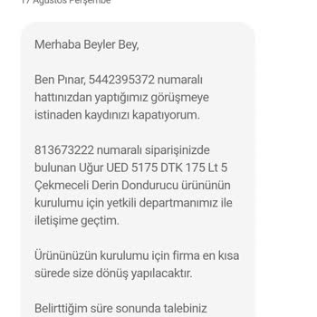 Uğur Soğutma Ürün Kurulumu Yapılmaması