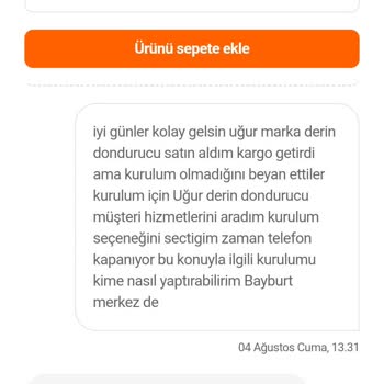 Uğur Soğutma Ürün Kurulumu Yapılmaması