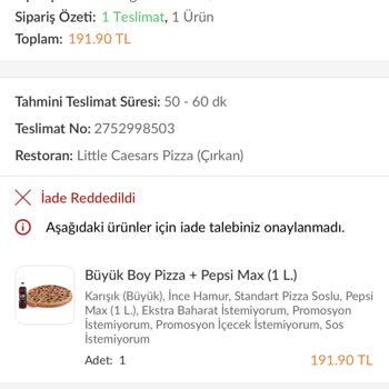 Little Caesars Servis Zamanı Ve Para İadesi