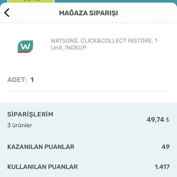 Size Özel Kampanya İndirim Deyip Watsons Puanlarımı Kullandırtmaları