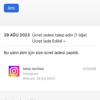 Instagram Meta Verifed Ücret İadesi