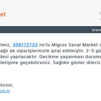 Migros Sanal Market Kafasına Göre Ürün Yollamıyor
