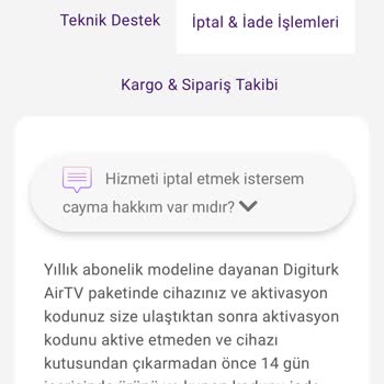 Tod Digiturk Air TV Üyelik İptali