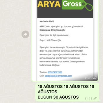 Arya Gross İnternet Üzerinden Verilen Sipariş Gönderilmedi