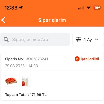 Migros Kendiliğinden İptal Edilen Sipariş