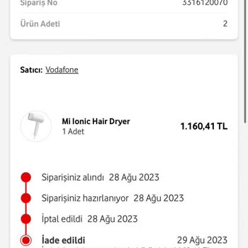 Vodafone Her Şey Yanımda Tekrarlı Ve Anlamsız Sipariş İptali