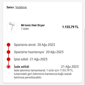 Vodafone Her Şey Yanımda Tekrarlı Ve Anlamsız Sipariş İptali