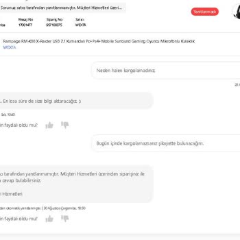Hepsiburada Ödemesi Alınan Ürün Bana Ulaşmadı
