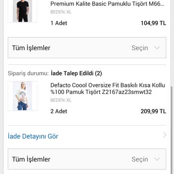 DeFacto Hatalı Ürün Gönderimi.