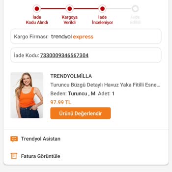 Trendyolmilla İade Yapmadı