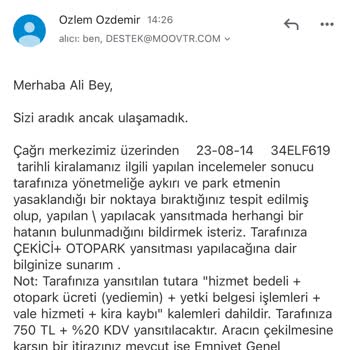 Moov- Getir Araç Pişmanlık