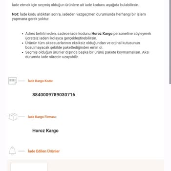 Horoz Lojistik Yanlış Teslim Ettikleri Ürünü İade Almıyor