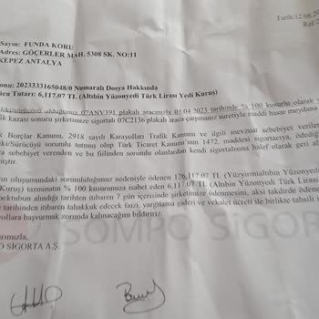 Sompo Sigorta Beni 7gun İçinde Ödeme Bekleniyor