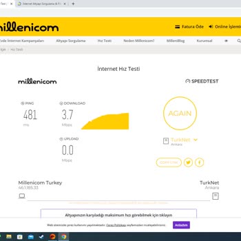 Millenicom İnternet Hızım Çok Düşük