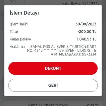 Lidio Ödeme Hizmetleri Hesabımdan Bilgim Olmadan Para Çekme İşlemi