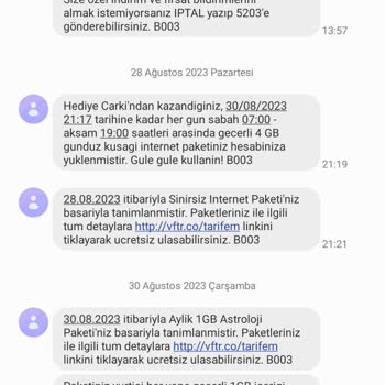 Vodafone Alınan Ek Paket Yanlış Görünüyor