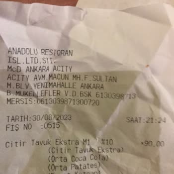 McDonald's Ankara Acity Mağazası Hizmet Kalitesi