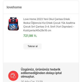 Hepsiburada Okul Çantası İptal Edildi