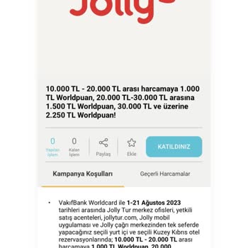 Jolly Tur World Puan Yüklenmeme Şikayeti