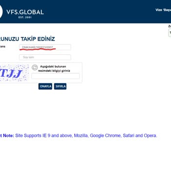 VFS Global Vize Takip Sorunu