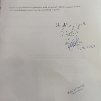 Denizbank Banka Hesabımdan Haberim Olmadan Para Transferi Dolandırı