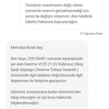 Deerma Dikey Süpürge Hepsiburada Müşteri Memnuniyetsizliği
