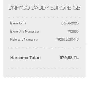 Dnh GO Daddy Europe Kartımdan Çekilen Tutarın İadesini İstiyorum