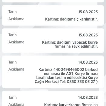 AGT Kurye Ziraat Kartımı Getirmiyor