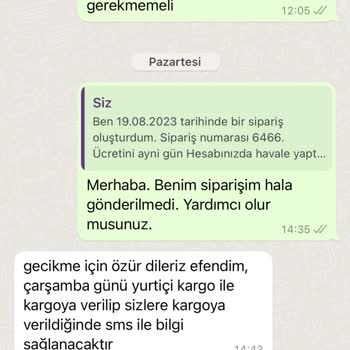 Arya Gross 12 Gündür Siparişimi Kargoya Vermiyor.