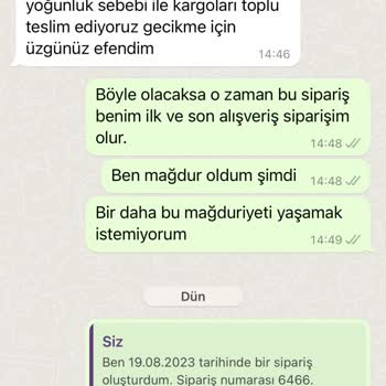 Arya Gross 12 Gündür Siparişimi Kargoya Vermiyor.
