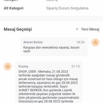 Koçtaş Müşteri Ve Kargo Hizmetleri Kötününde Kötüsü