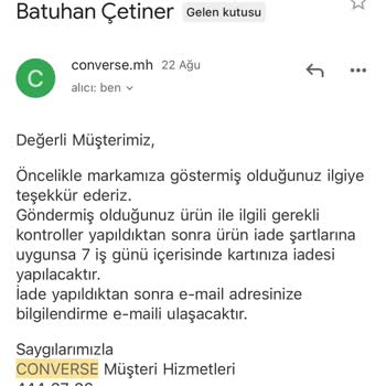 Perakende Converse Para İadesi Yapmıyor