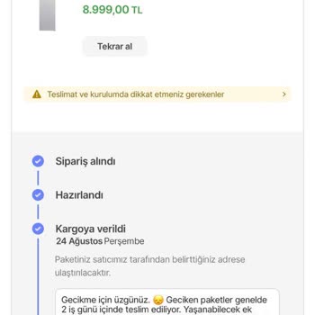 Hepsiburada'nın Ürünü Belirtilen Sürede Teslim Etmemesi