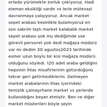 A101 Armutlu Tavşantepe Mağaza Şikayeti