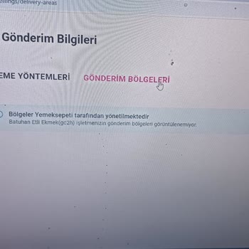 Yemeksepeti Gönderim Bölgesine Giriş Yapamıyorum