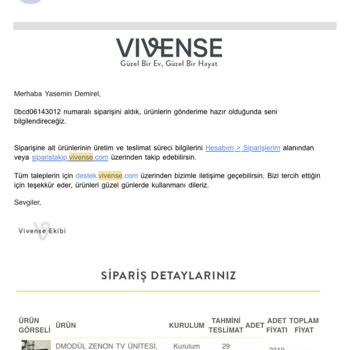 Vivense TV Ünitesini Göndermiyor