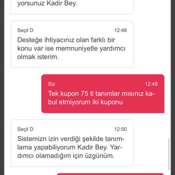 Yemeksepeti Müşteri Hizmetleri Kuponumu Tanımlamadı