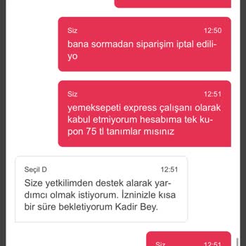 Yemeksepeti Müşteri Hizmetleri Kuponumu Tanımlamadı