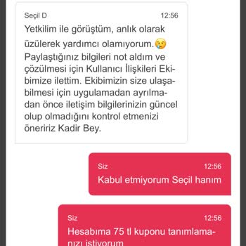 Yemeksepeti Müşteri Hizmetleri Kuponumu Tanımlamadı